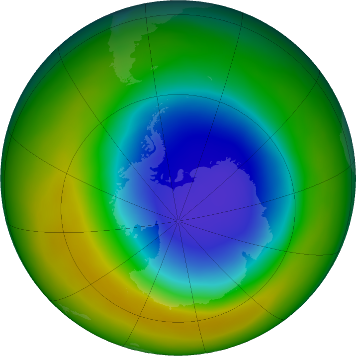 Antarctic ozone map for October 2017